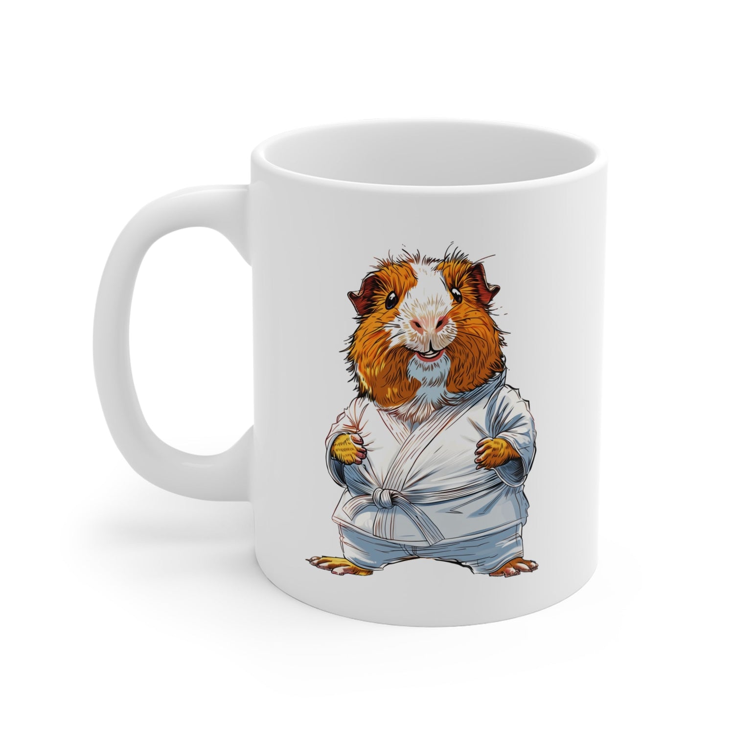 Guinea Pig in Gi Karate Uniform on mug fun gift