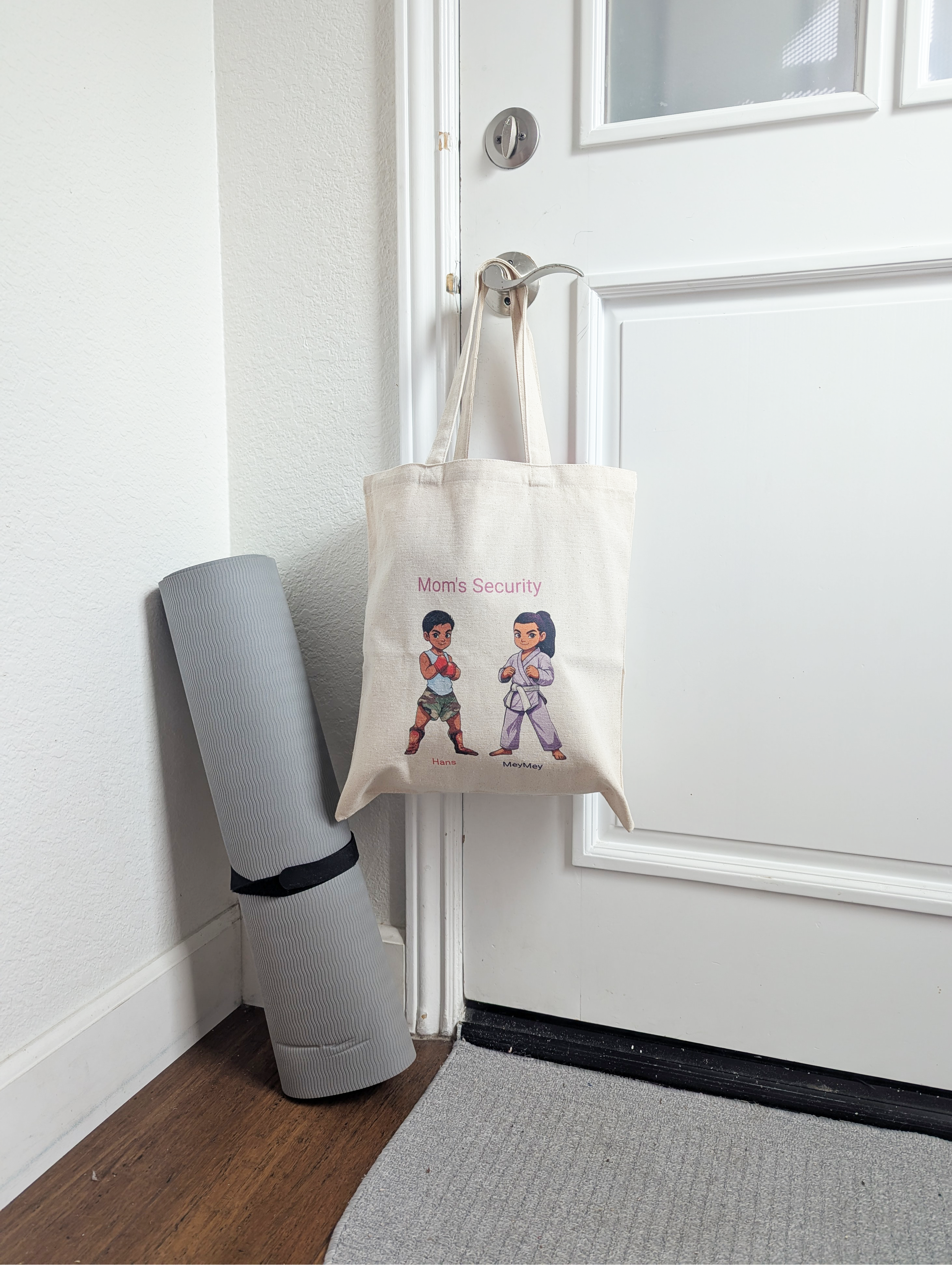 tote with custom kid design for martial arts pride featuring Muay Thai and BJJ Karate